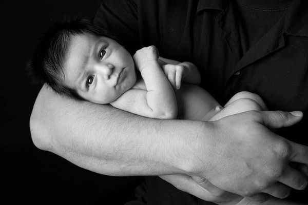 Black and white baby portrait