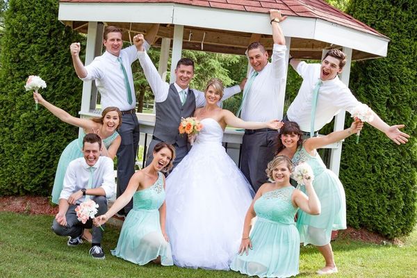 Fun wedding party photo